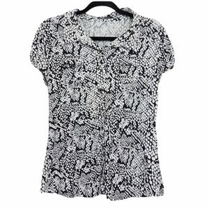 BCBG MAXAZRIA snake skin print short sleeve blouse